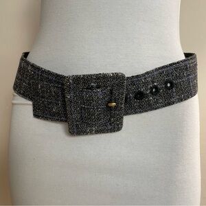 Women's YSL YVES SAINT LAURENT Tom Ford TWEED Wool DESIGNER Wide BUCKLE BELT